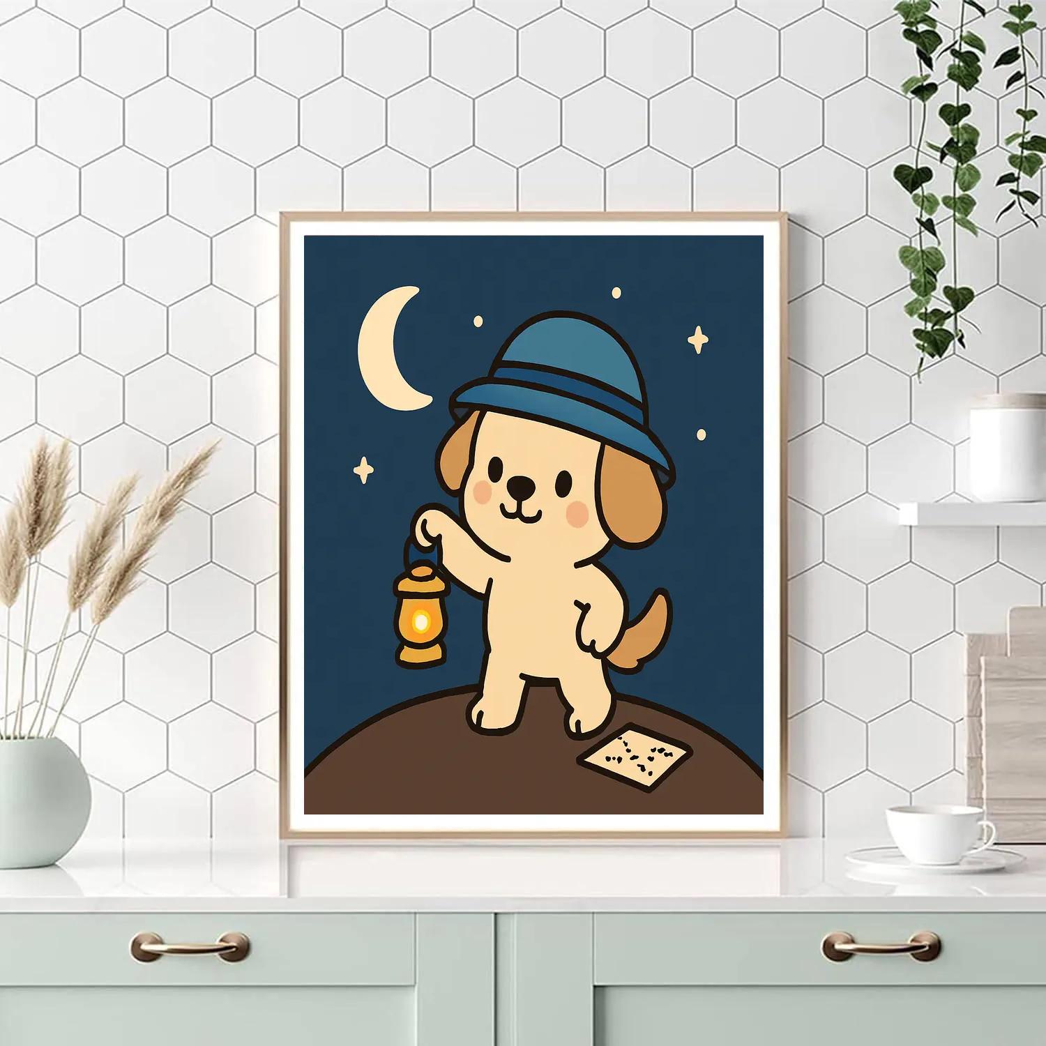 Moonbeam Puppy Explorer Number painting