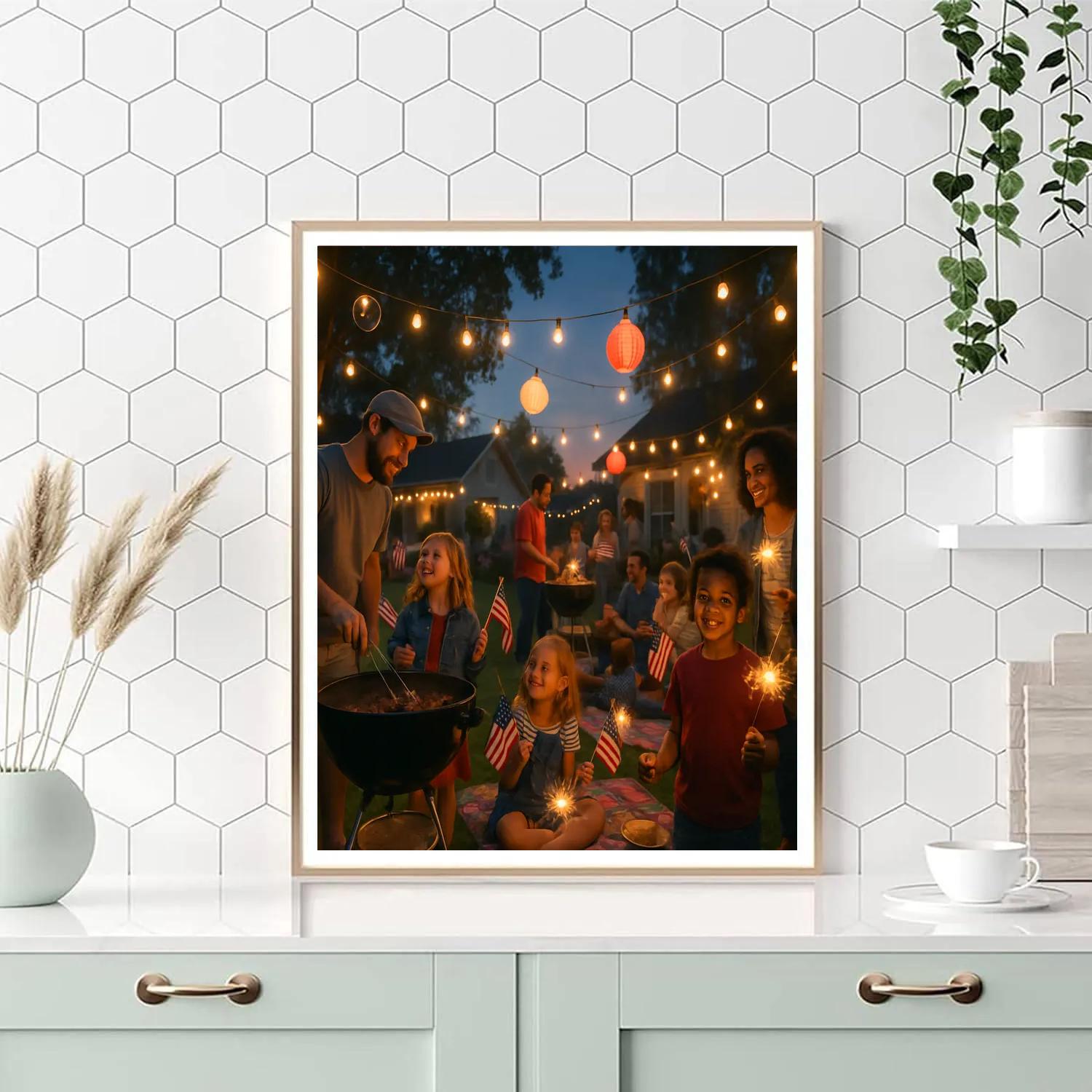 Fourth Of July Block Party Paint by numbers art