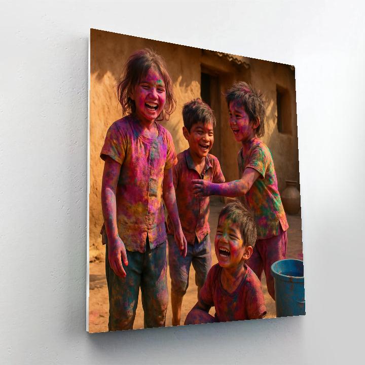 Holi Village Children Painting by numbers kit