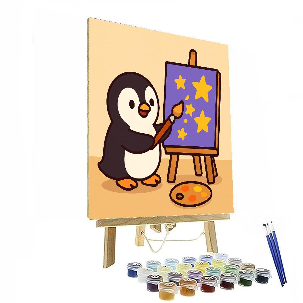 Cosmic Penguin Painter paint by numbers