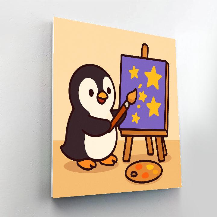 Cosmic Penguin Painter paint by numbers