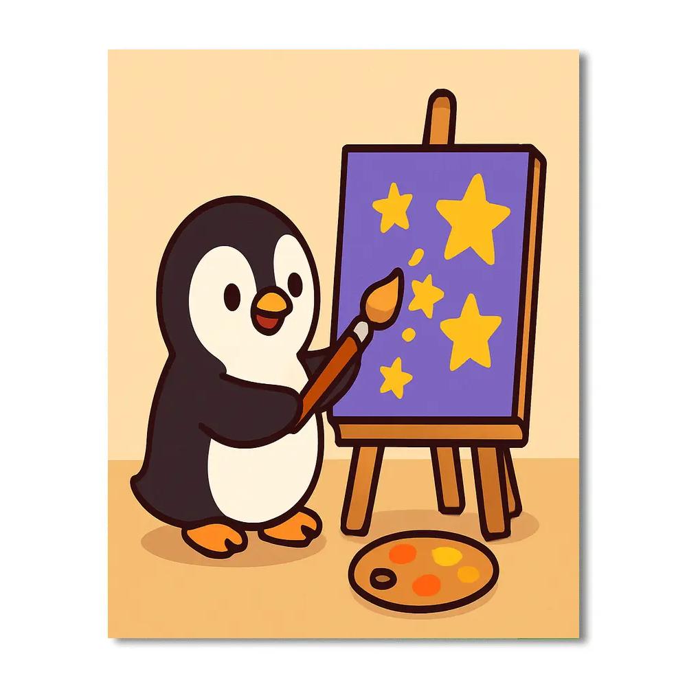 Cosmic Penguin Painter paint by numbers