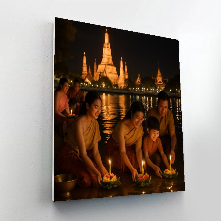 River Lantern Ceremony Bangkok Numbered painting kits