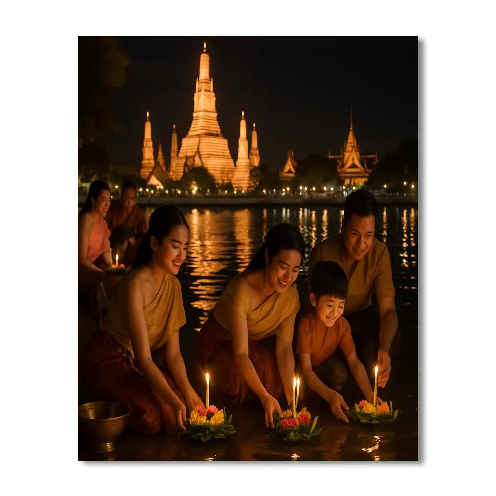 River Lantern Ceremony Bangkok Numbered painting kits