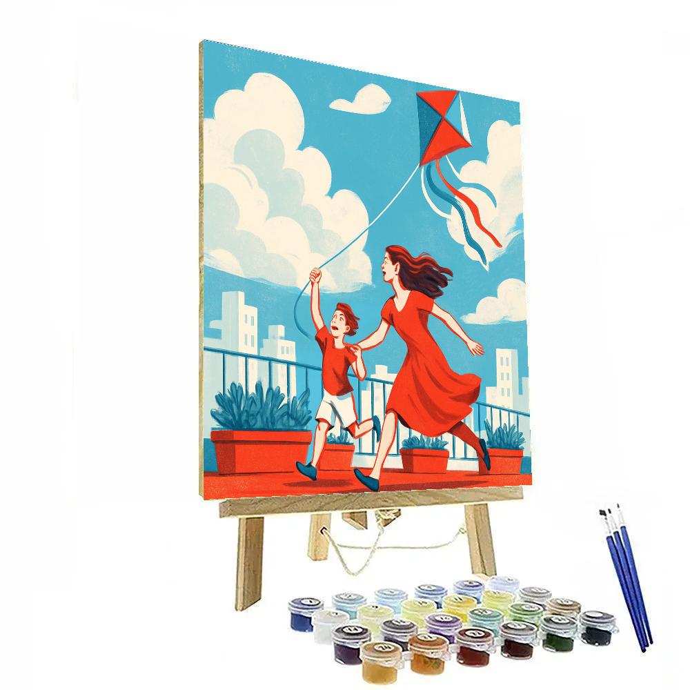 Rooftop Kite Flying DIY paint by numbers