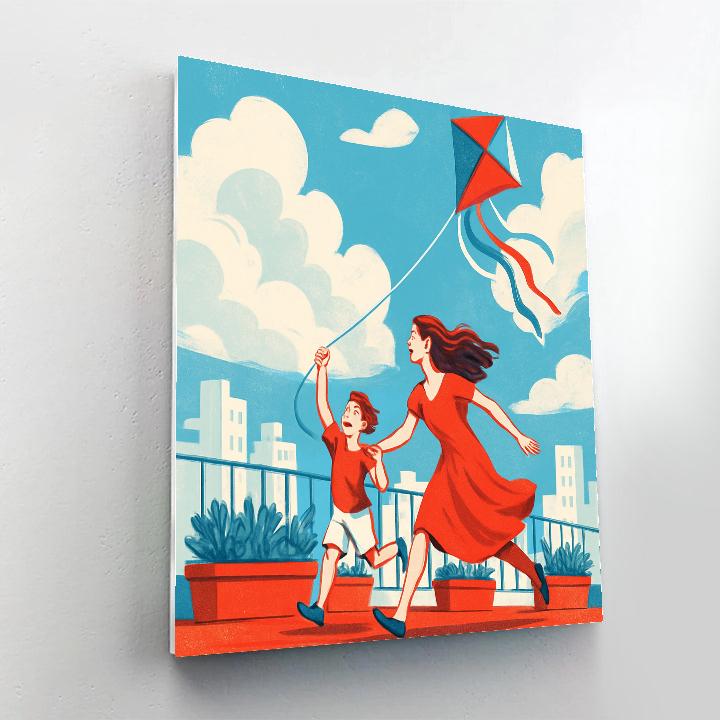 Rooftop Kite Flying DIY paint by numbers