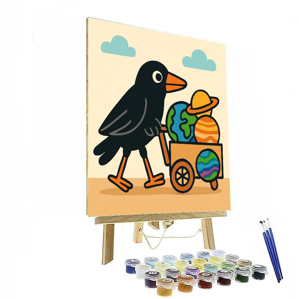 Cosmic Crow Cart Number painting