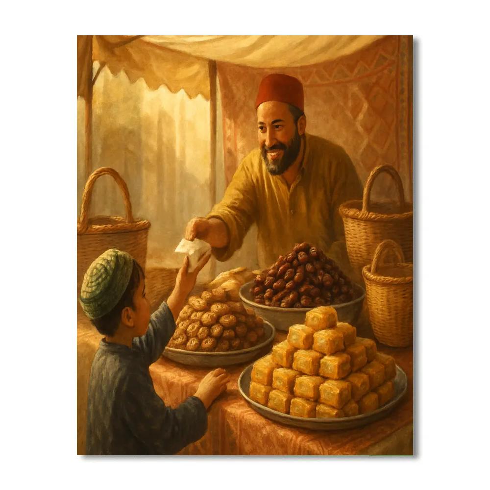 Eid Sweets Stall Close-Up paint by number