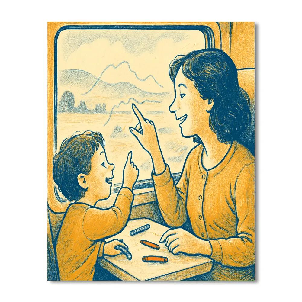 Train Window Drawing Together DIY paint by numbers