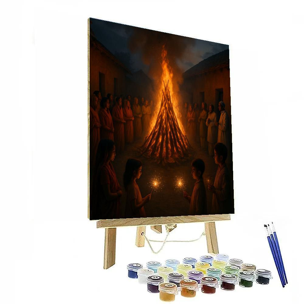 Holika Dahan Community Fire DIY paint by numbers
