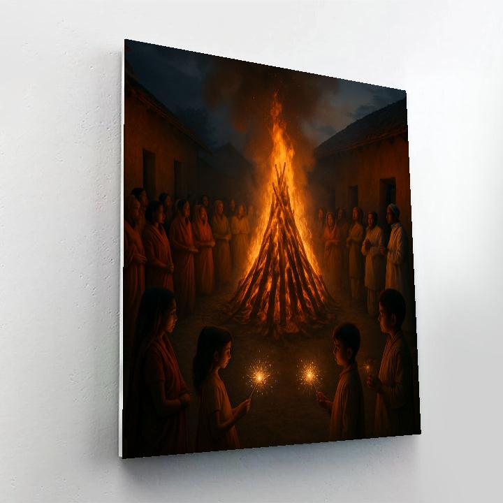 Holika Dahan Community Fire DIY paint by numbers