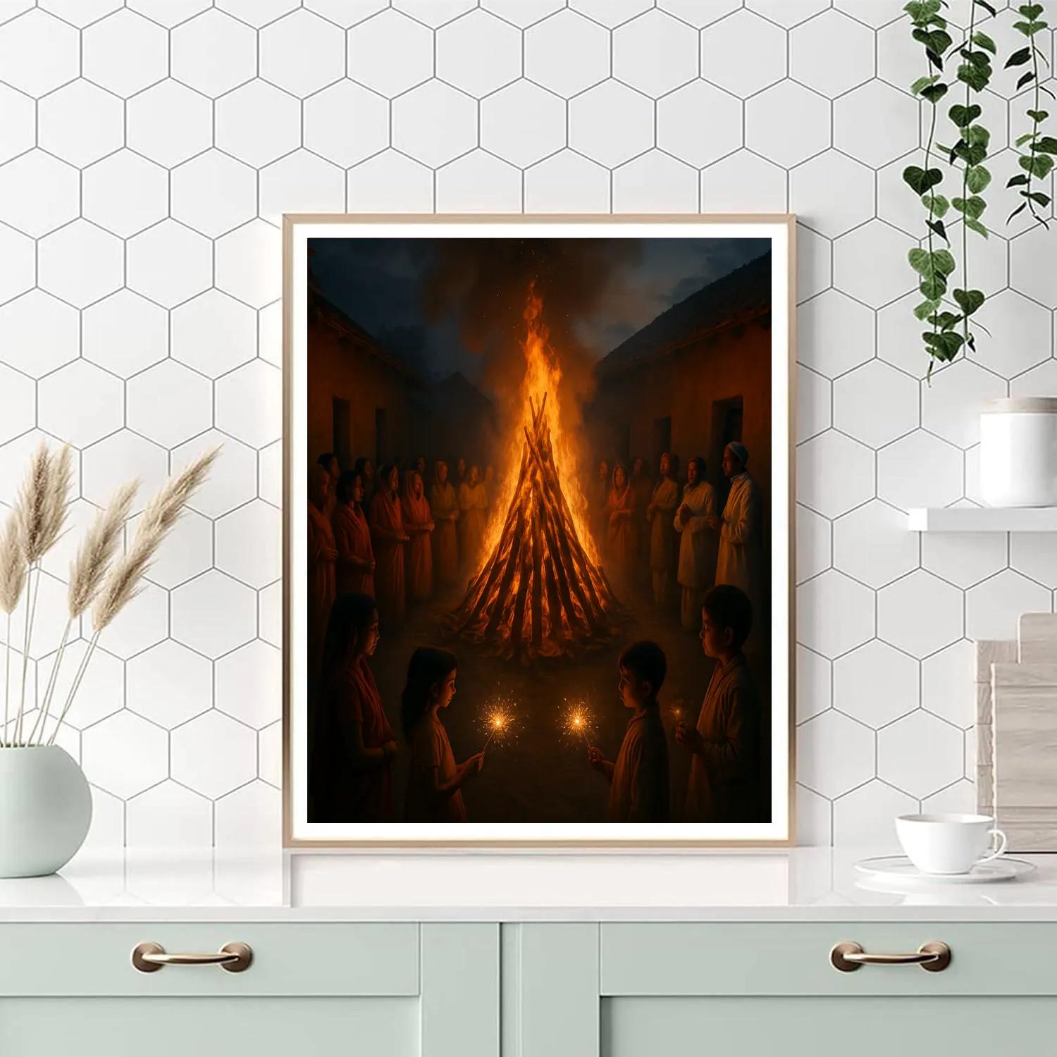Holika Dahan Community Fire DIY paint by numbers