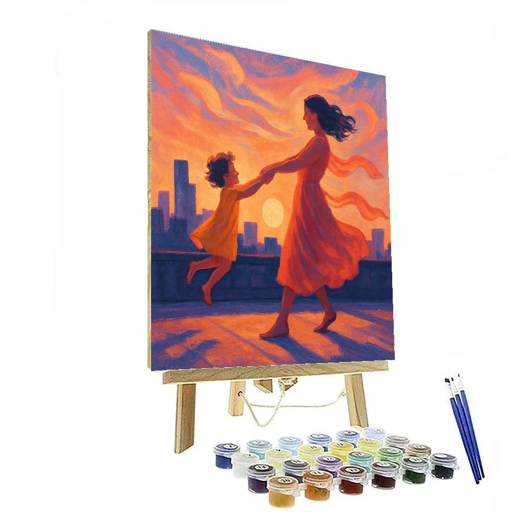 Sunset Rooftop Dance painting number kit
