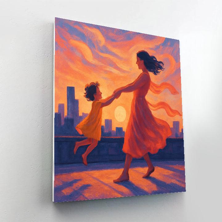 Sunset Rooftop Dance painting number kit