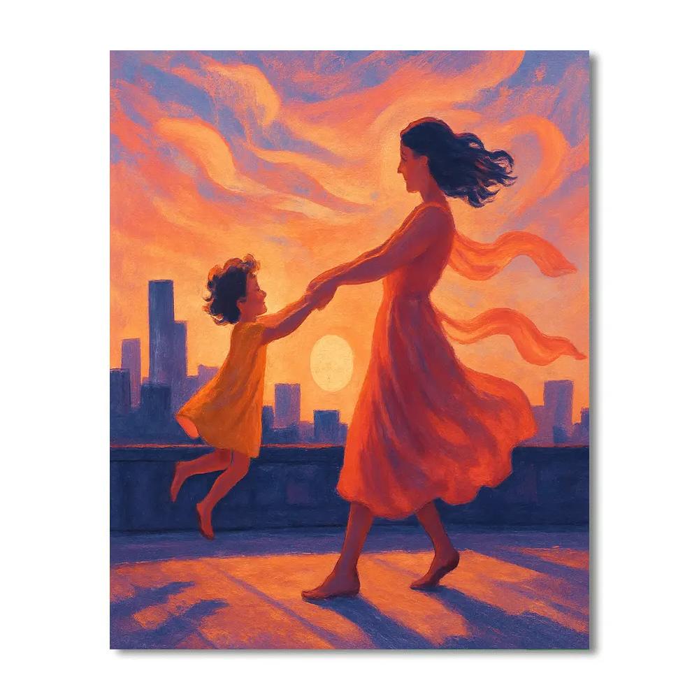 Sunset Rooftop Dance painting number kit