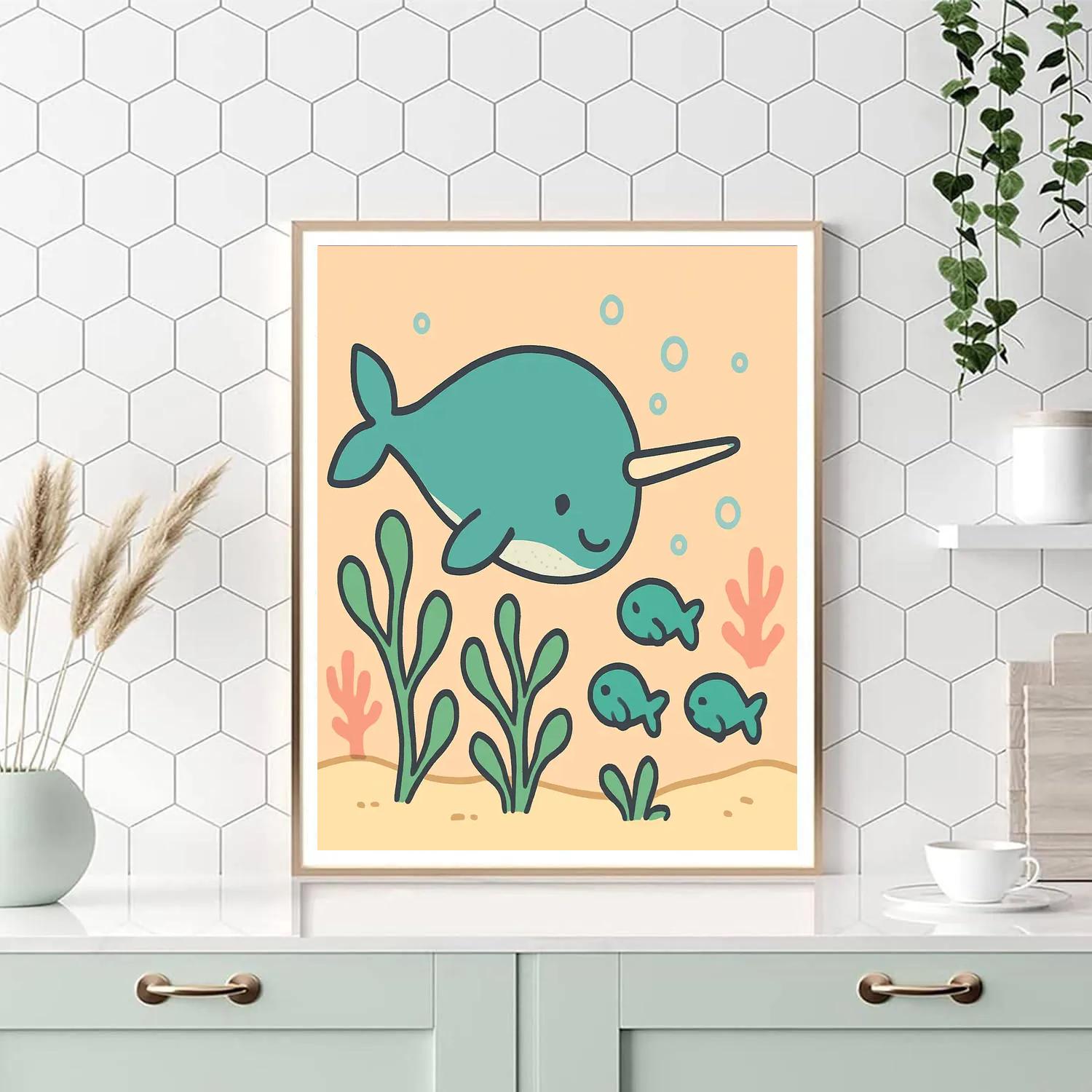 Nebula Narwhal Nursery paint by number