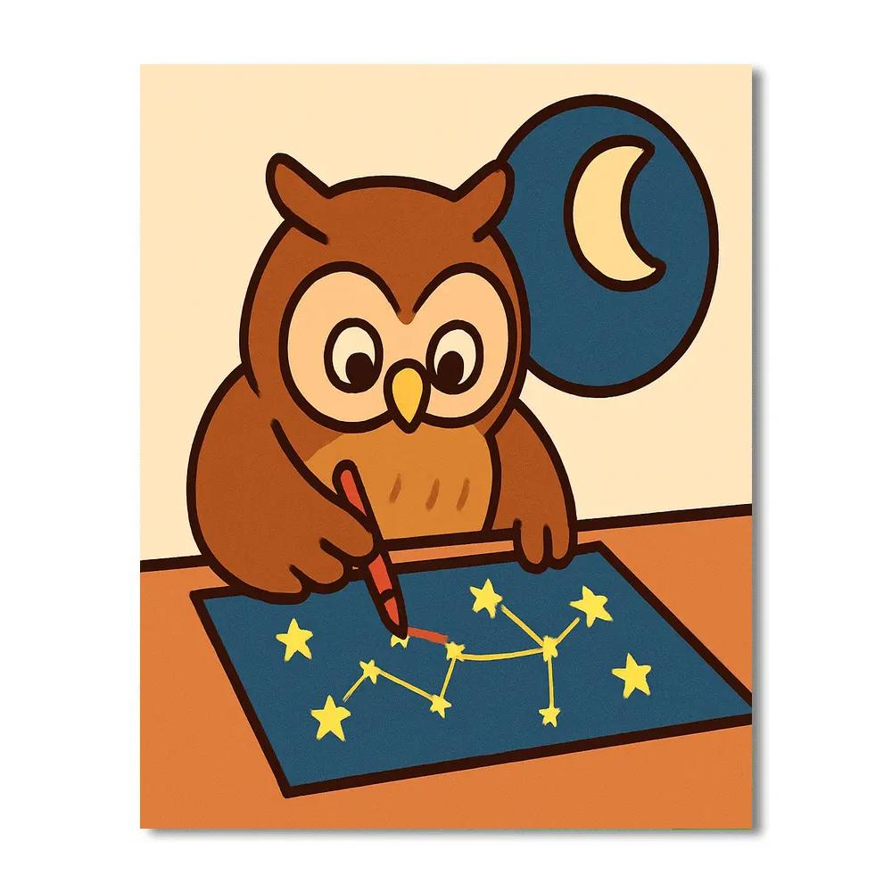 Orbiting Owl Cartography paint by color