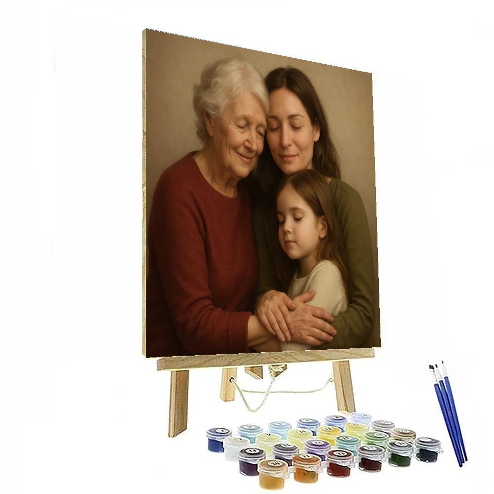 Grandma And Mother Triple Hug Painting by numbers kit