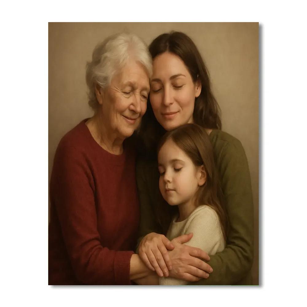 Grandma And Mother Triple Hug Painting by numbers kit