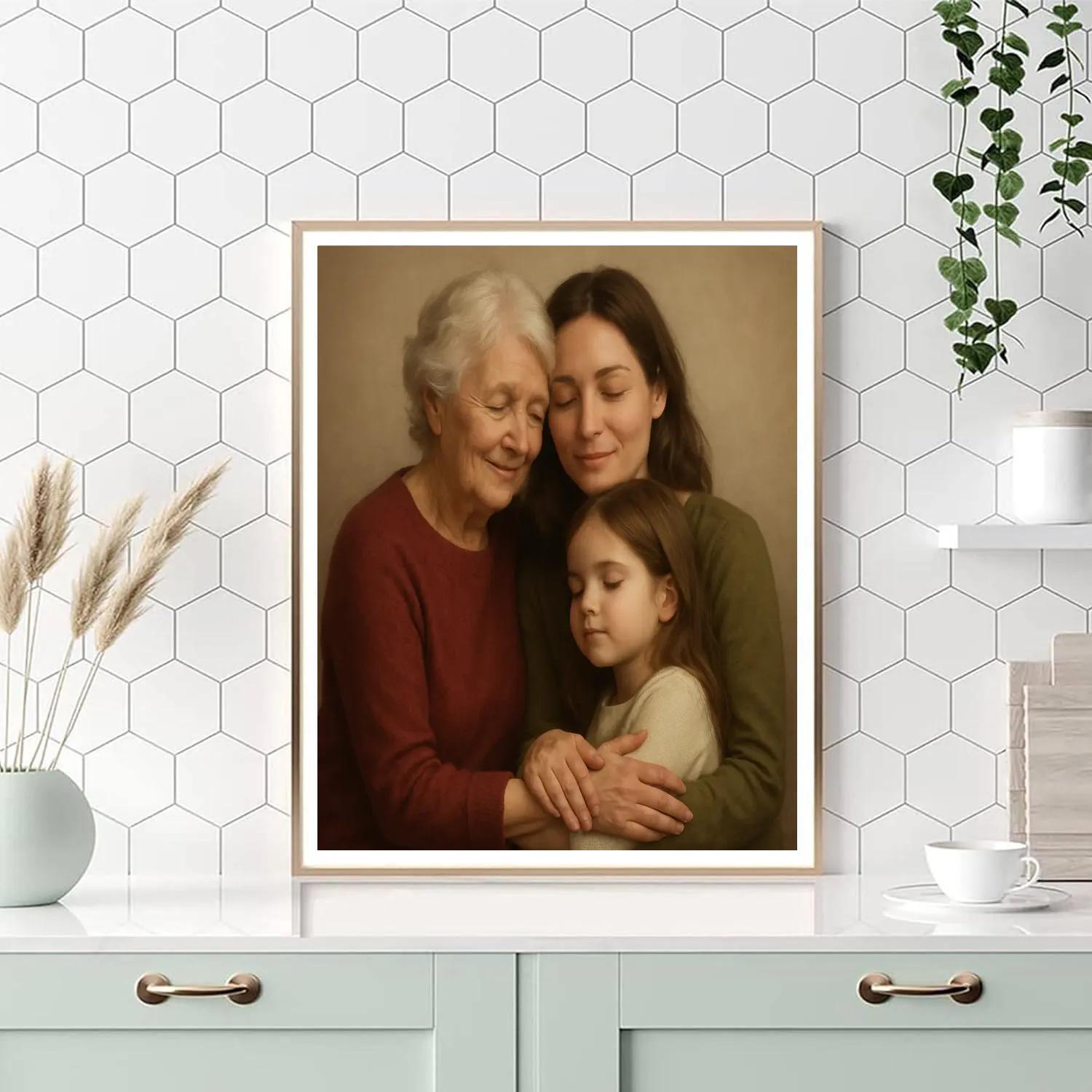 Grandma And Mother Triple Hug Painting by numbers kit