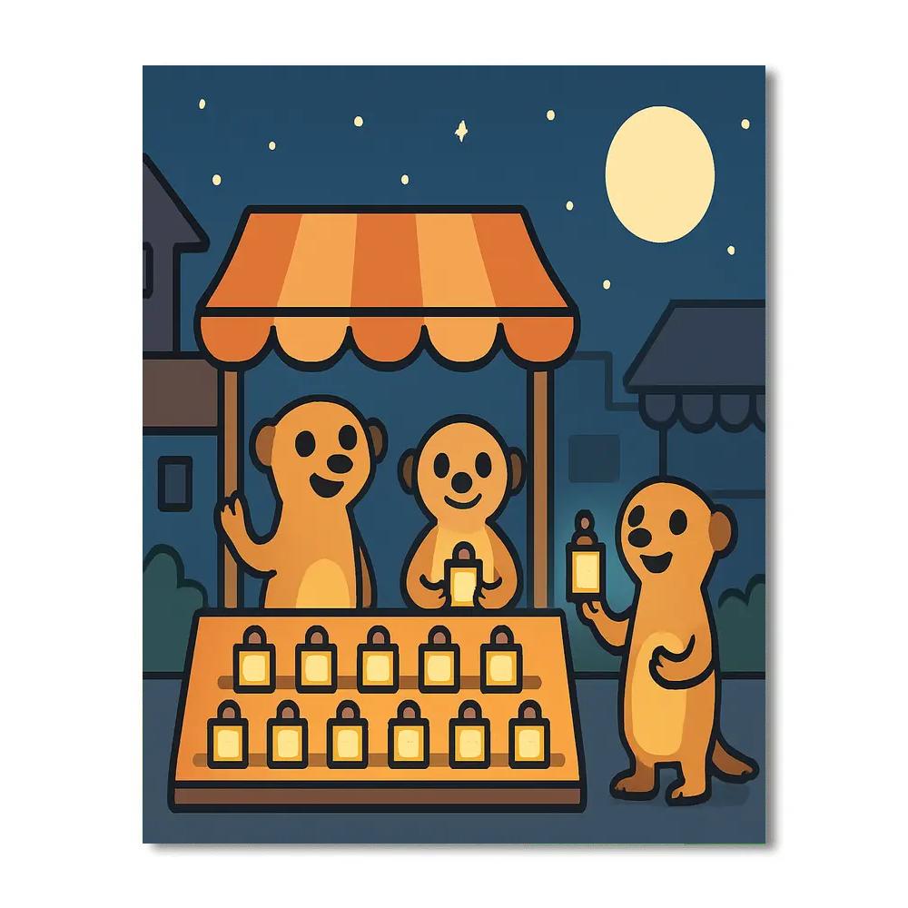 Moonlit Meerkat Market DIY paint by numbers