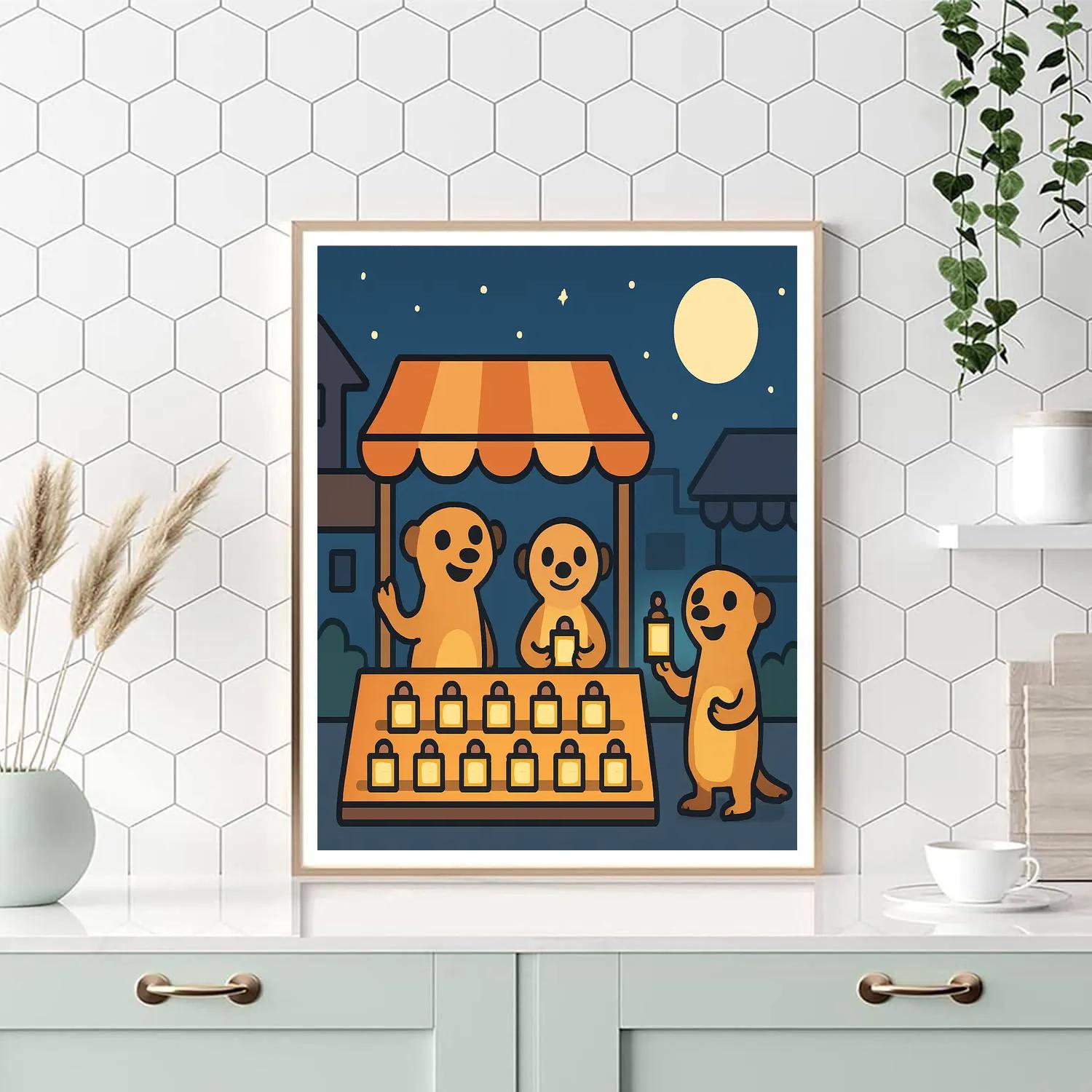 Moonlit Meerkat Market DIY paint by numbers