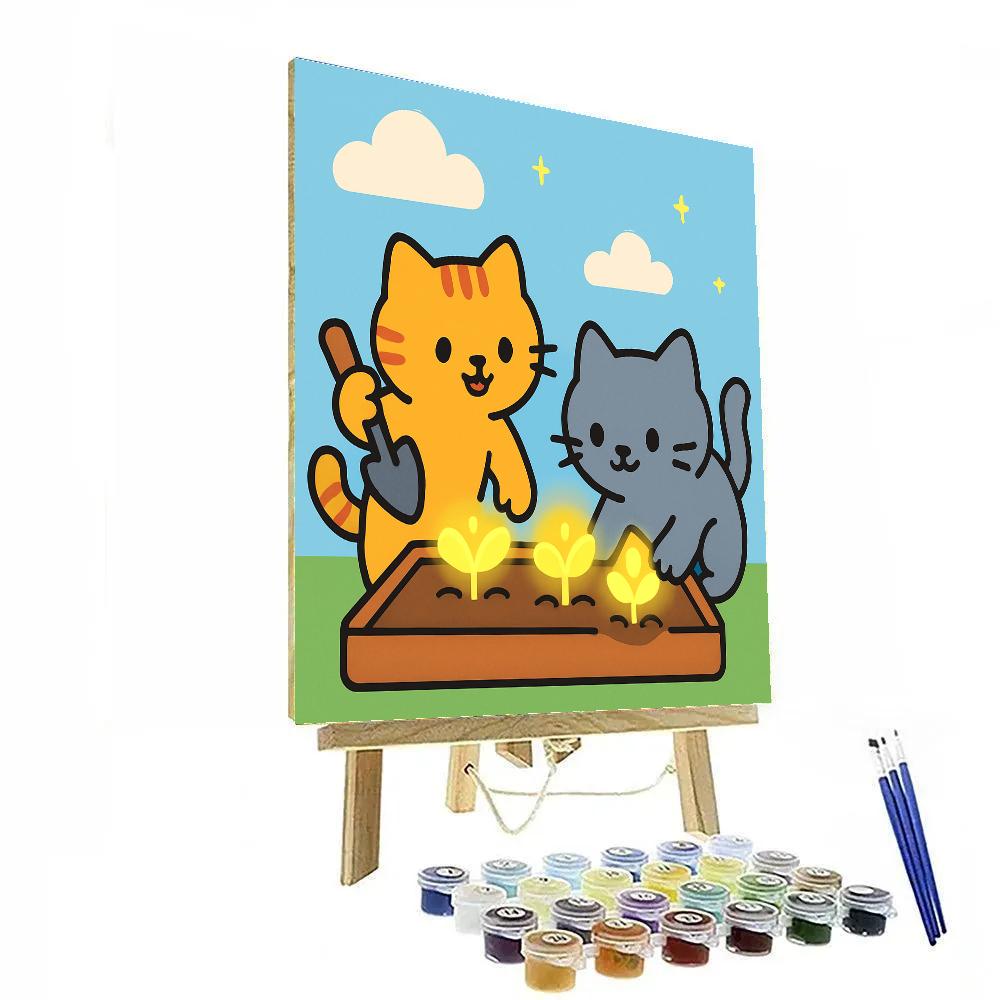 Cosmic Cat Gardeners Number painting