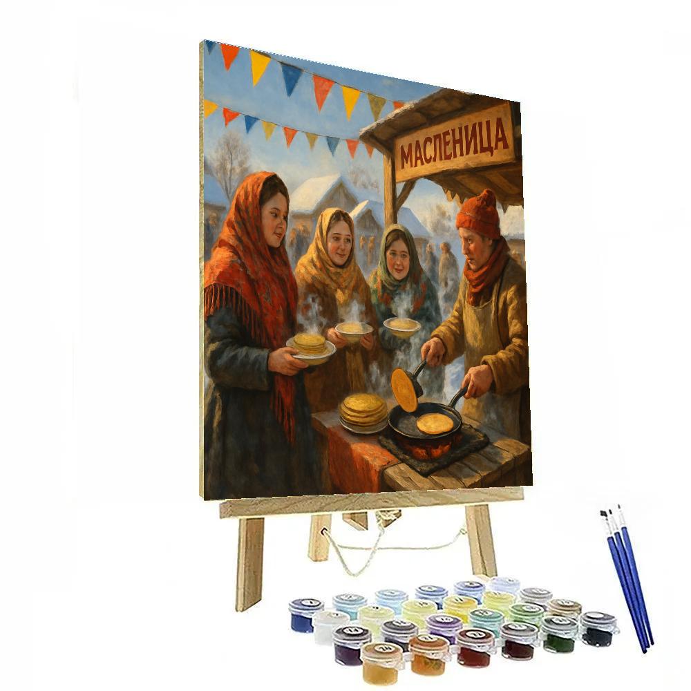 Maslenitsa Pancake Stall Painting by numbers kit