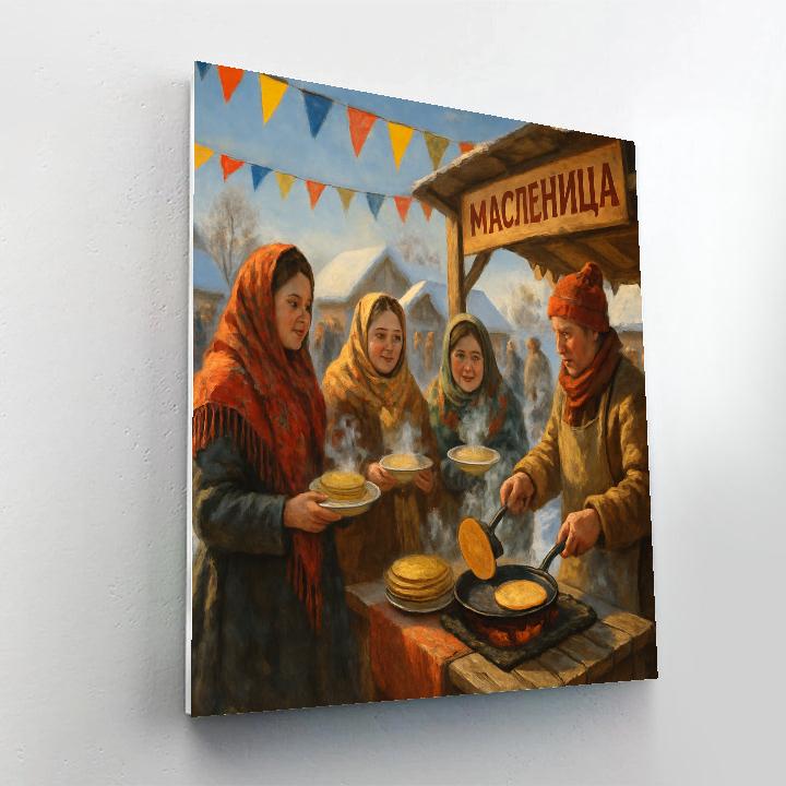 Maslenitsa Pancake Stall Painting by numbers kit