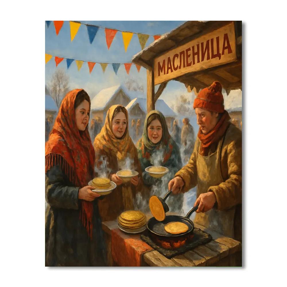 Maslenitsa Pancake Stall Painting by numbers kit