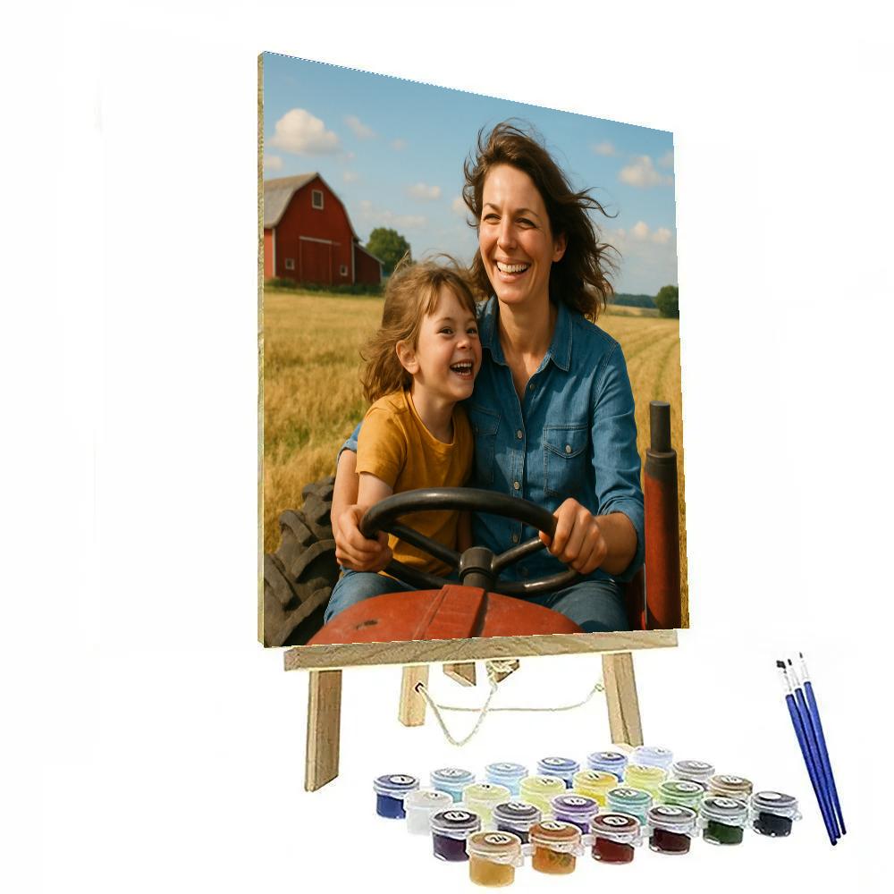 Tractor Ride Farm Smile Number painting