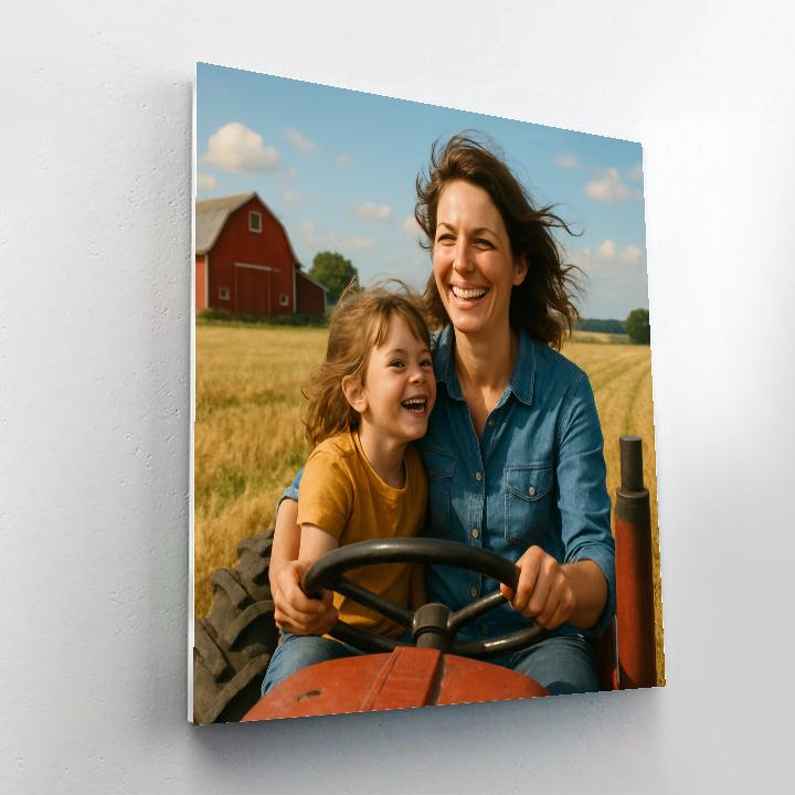 Tractor Ride Farm Smile Number painting