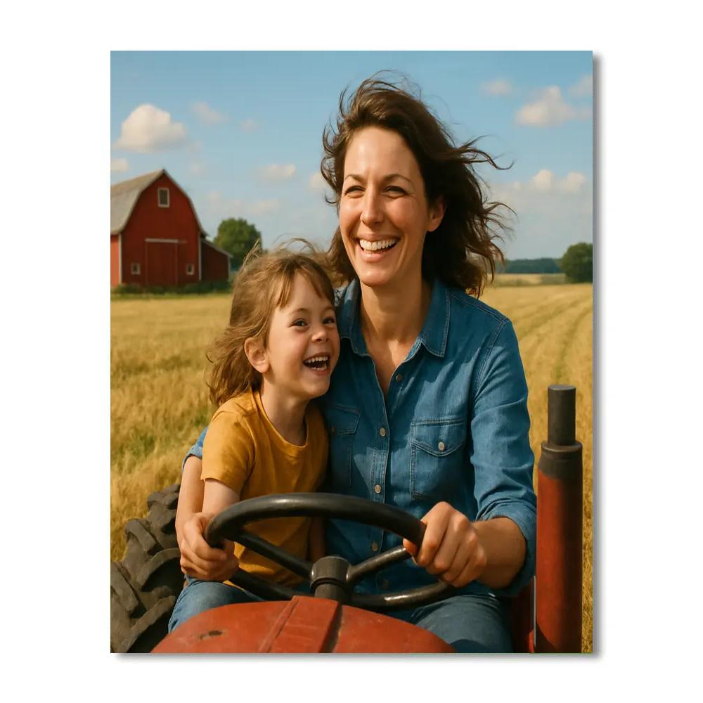 Tractor Ride Farm Smile Number painting