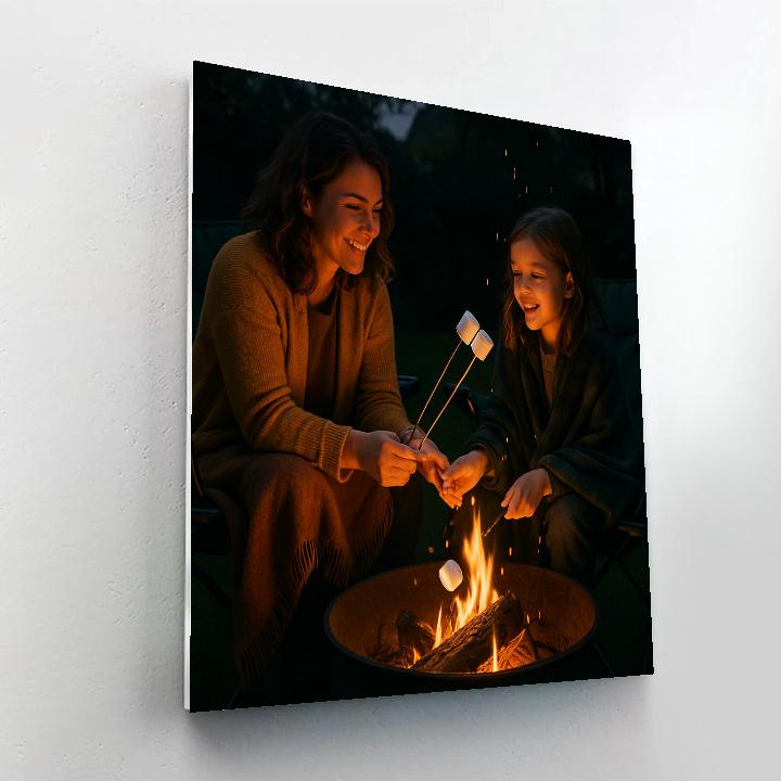 Backyard Campfire Marshmallow Roast Number painting