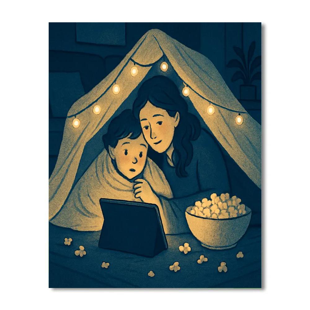 Pajama Fort Movie Night paint by numbers