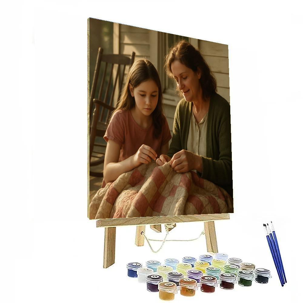 Quiet Porch Quilt Mending paint by numbers