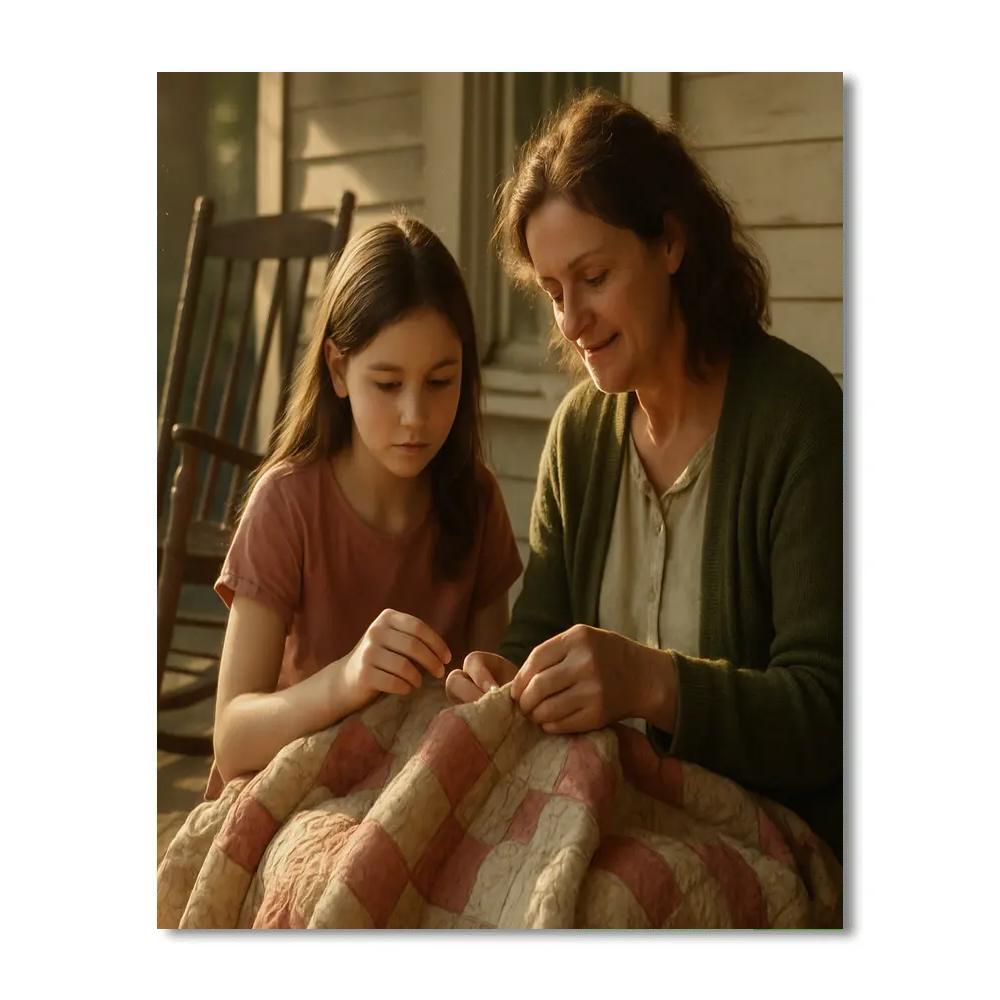 Quiet Porch Quilt Mending paint by numbers