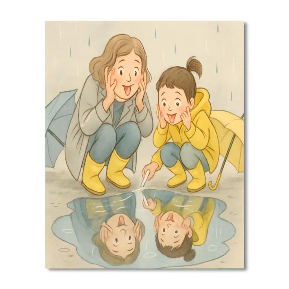 Puddle Reflections Self Portrait DIY paint by numbers