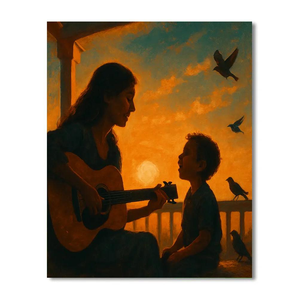 Sunset Porch Guitar Serenade painting number kit