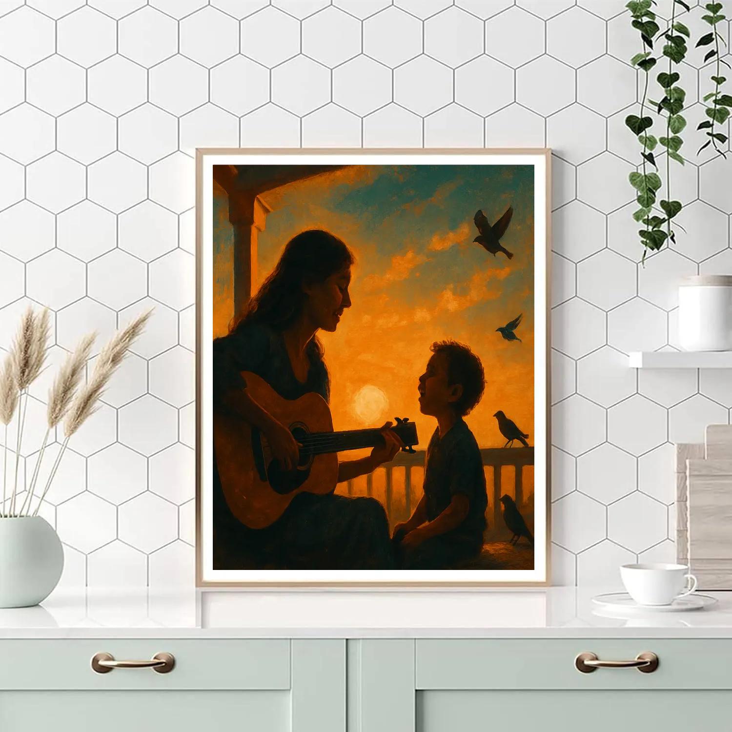 Sunset Porch Guitar Serenade painting number kit