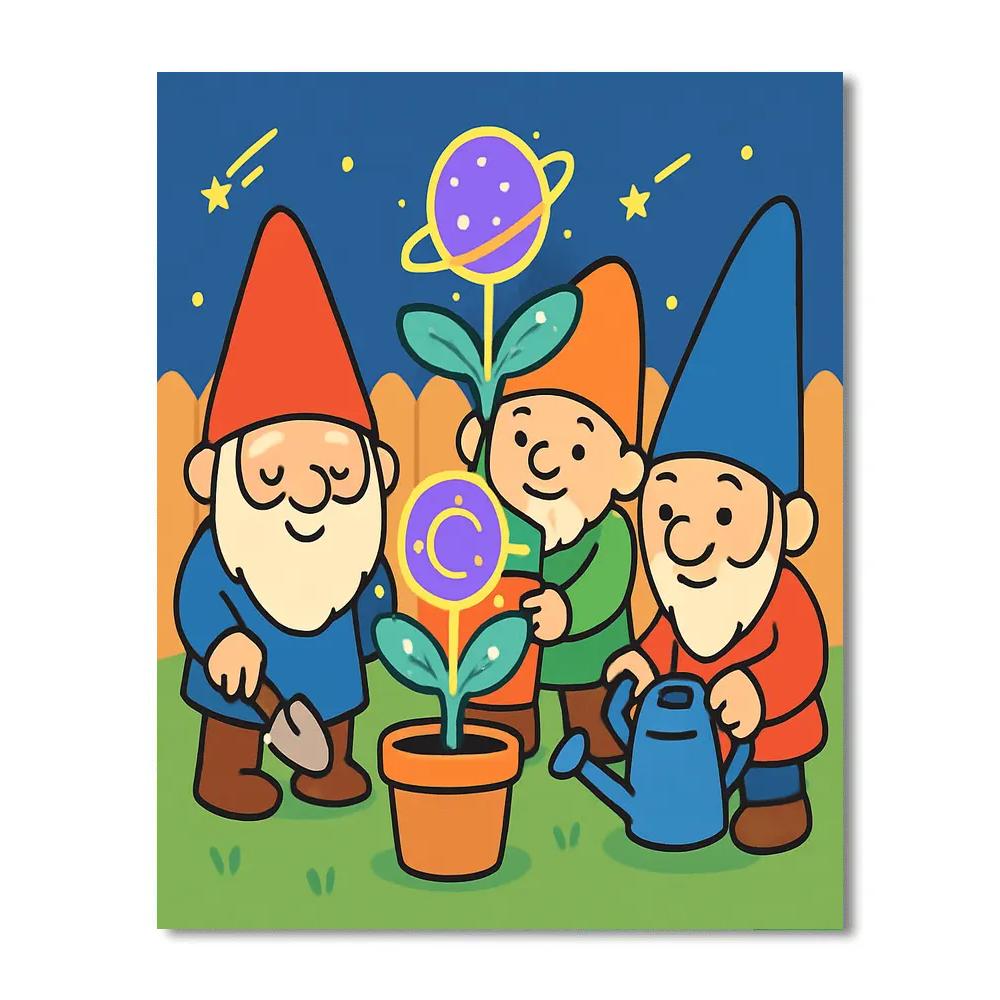 Galactic Garden Gnomes paint by number