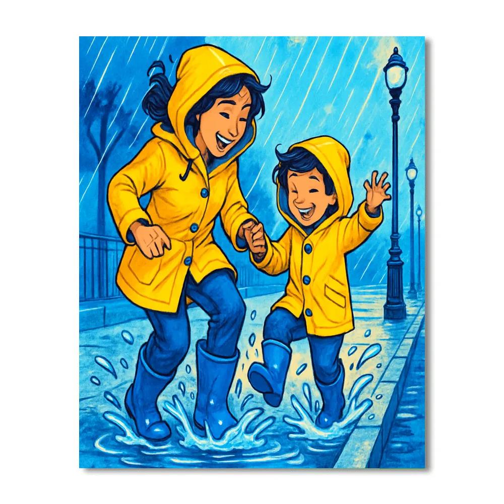 Raincoat Jump Splash paint by number