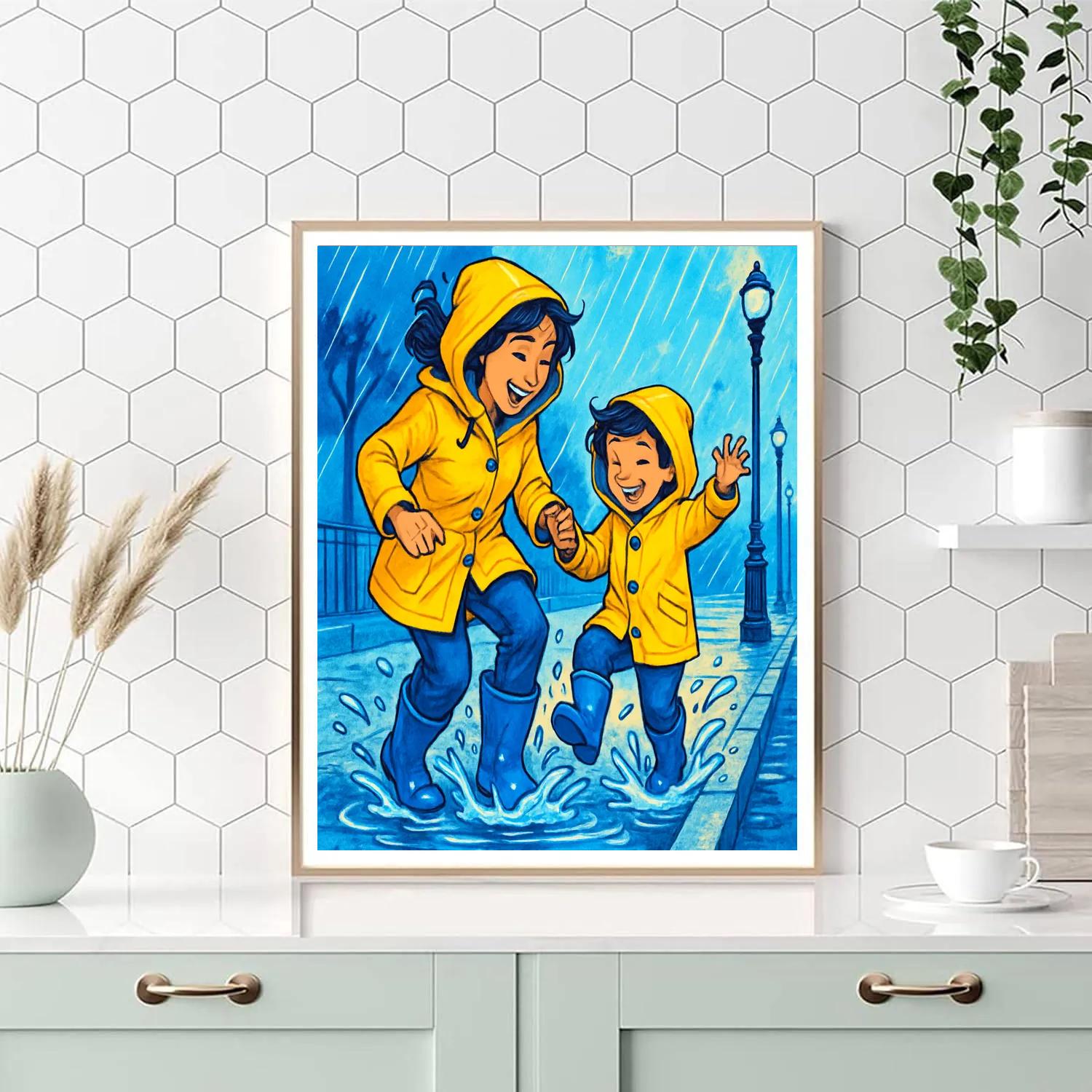 Raincoat Jump Splash paint by number