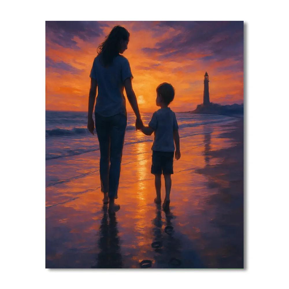 Seaside Sunset Stroll Numbered painting kits