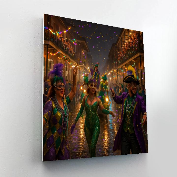 Mardi Gras French Quarter Night paint by number