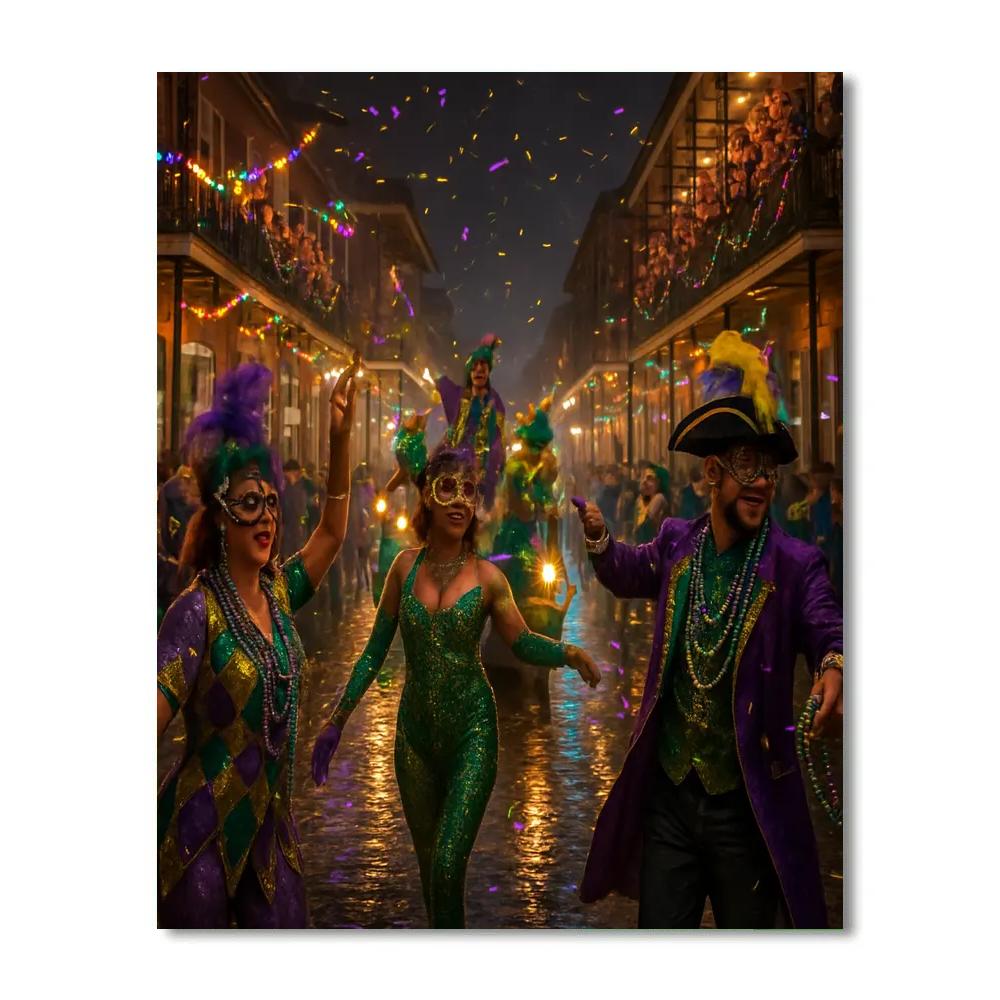 Mardi Gras French Quarter Night paint by number