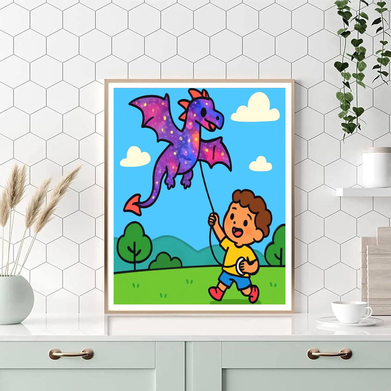 Nebula Dragon Kite Paint by numbers art