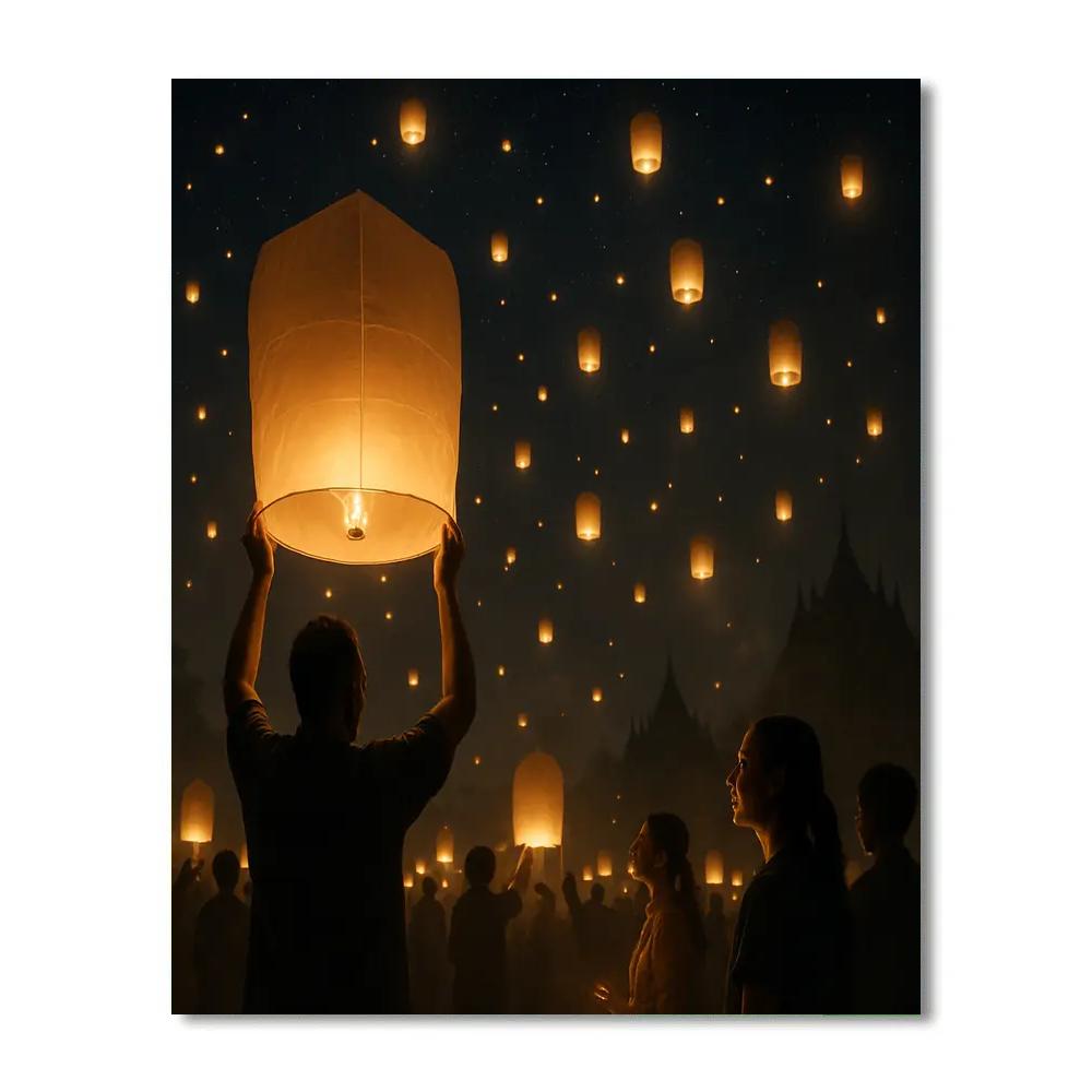 Lantern Parade At Yi Peng Thailand DIY paint by numbers