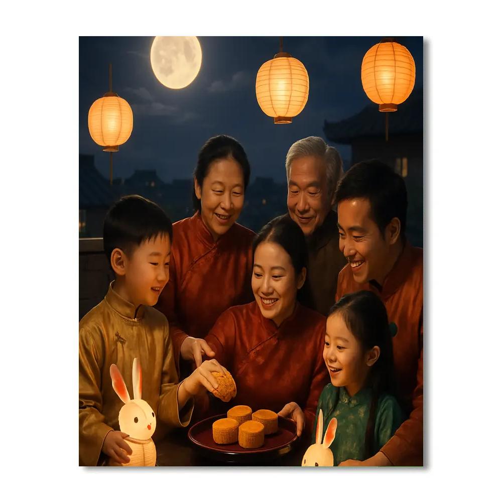Chinese Mid-Autumn Mooncake Festival painting number kit