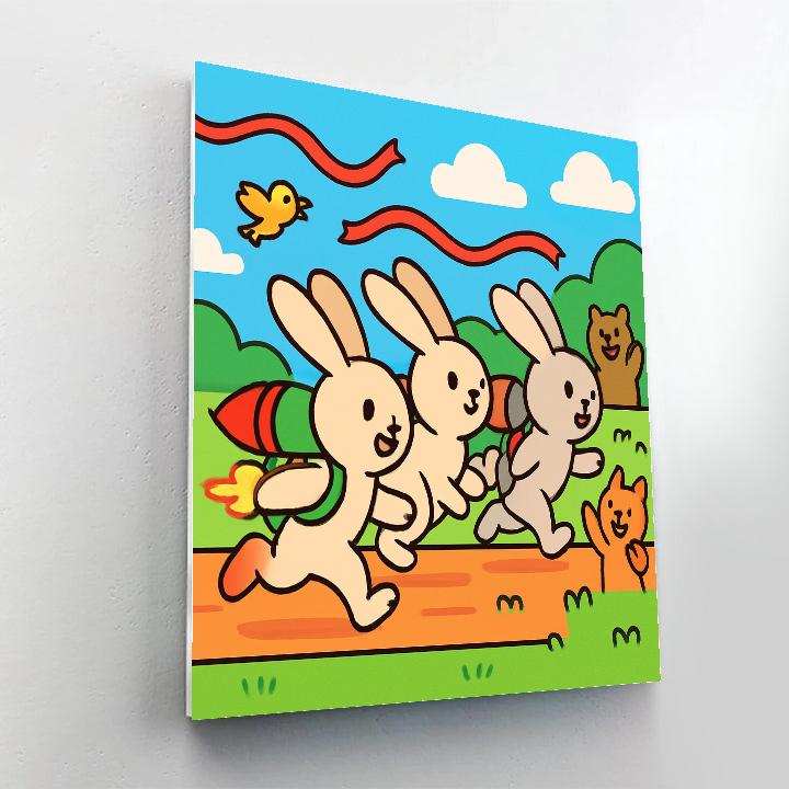 Rocket Rabbit Race Number painting